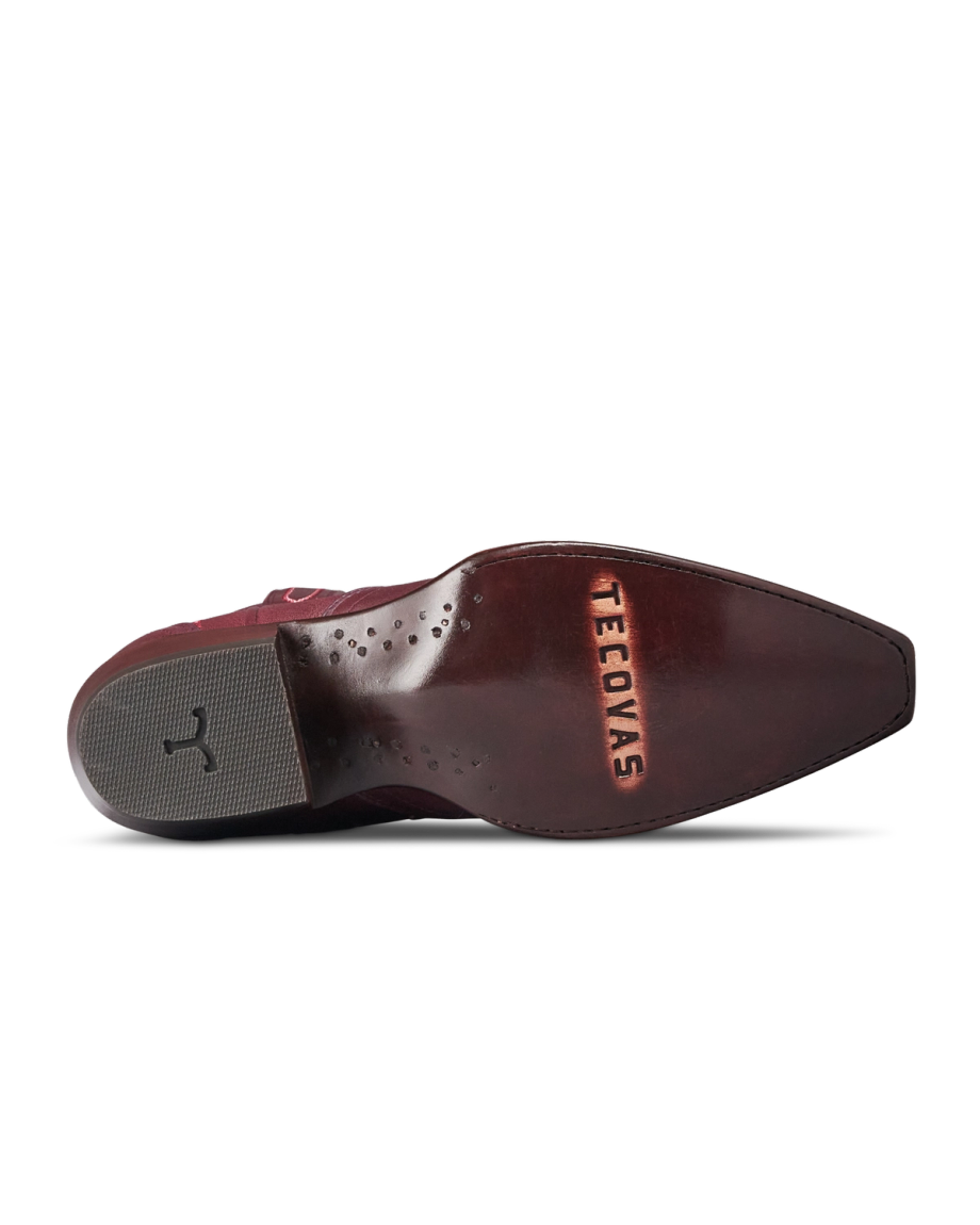 Sole view of The Lynn - Wine Cowhide on plain background