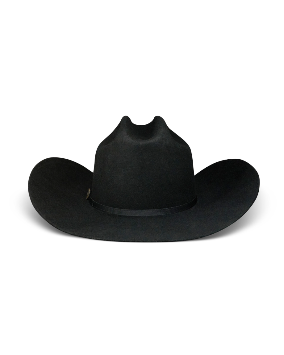 Back view of Cattleman Wool Cowboy Hat - Black on plain background