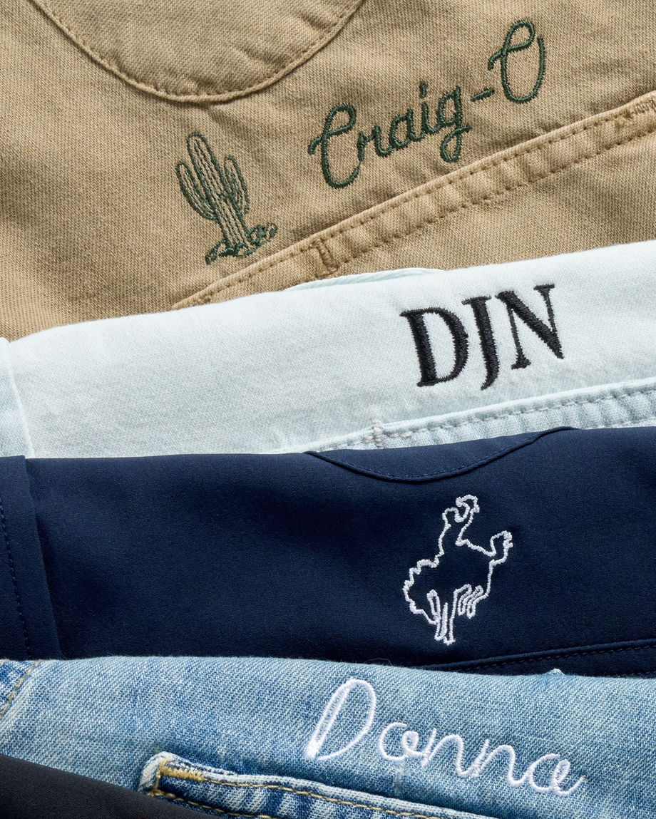 custom embroidery options for a men's western shirt