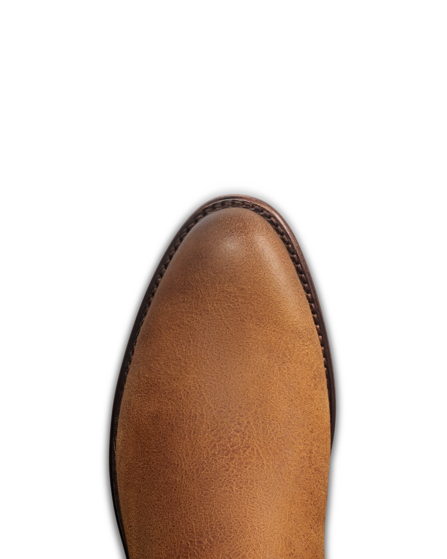 Toe view of The Earl - Husk Goat Roughout on plain background