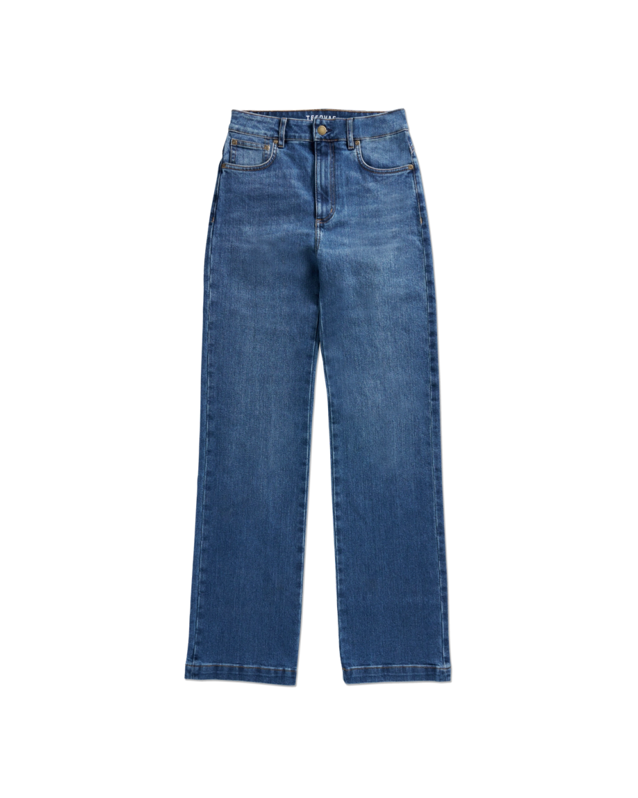 Front view of Women's Vintage High Rise Jean - Medium Wash on plain background