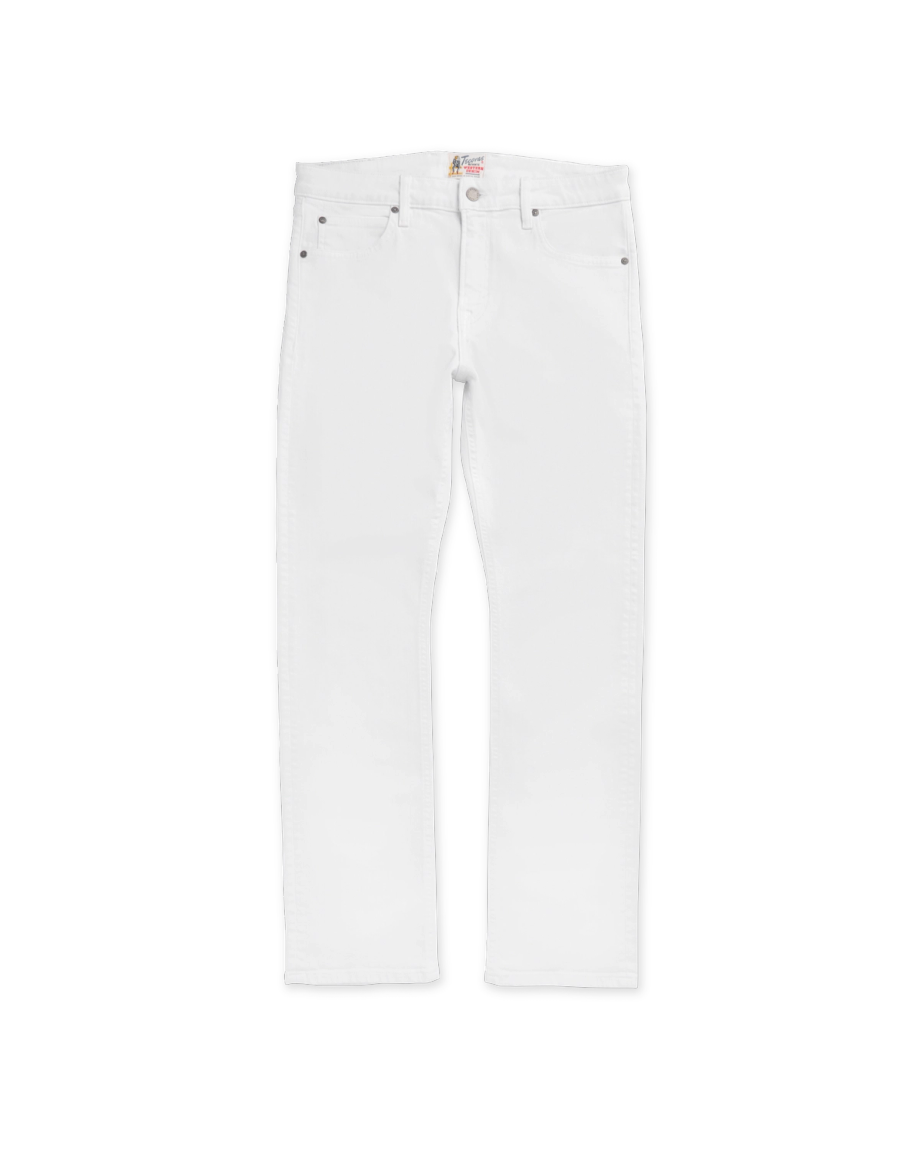 Front view of Men's Slim Straight Stretch Denim - White on plain background