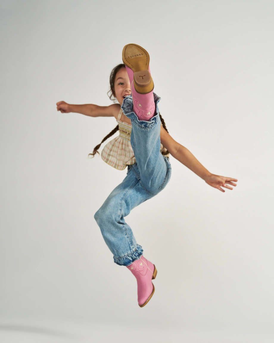 Full view of The Annie Hearts Kid - Wild Rose on model