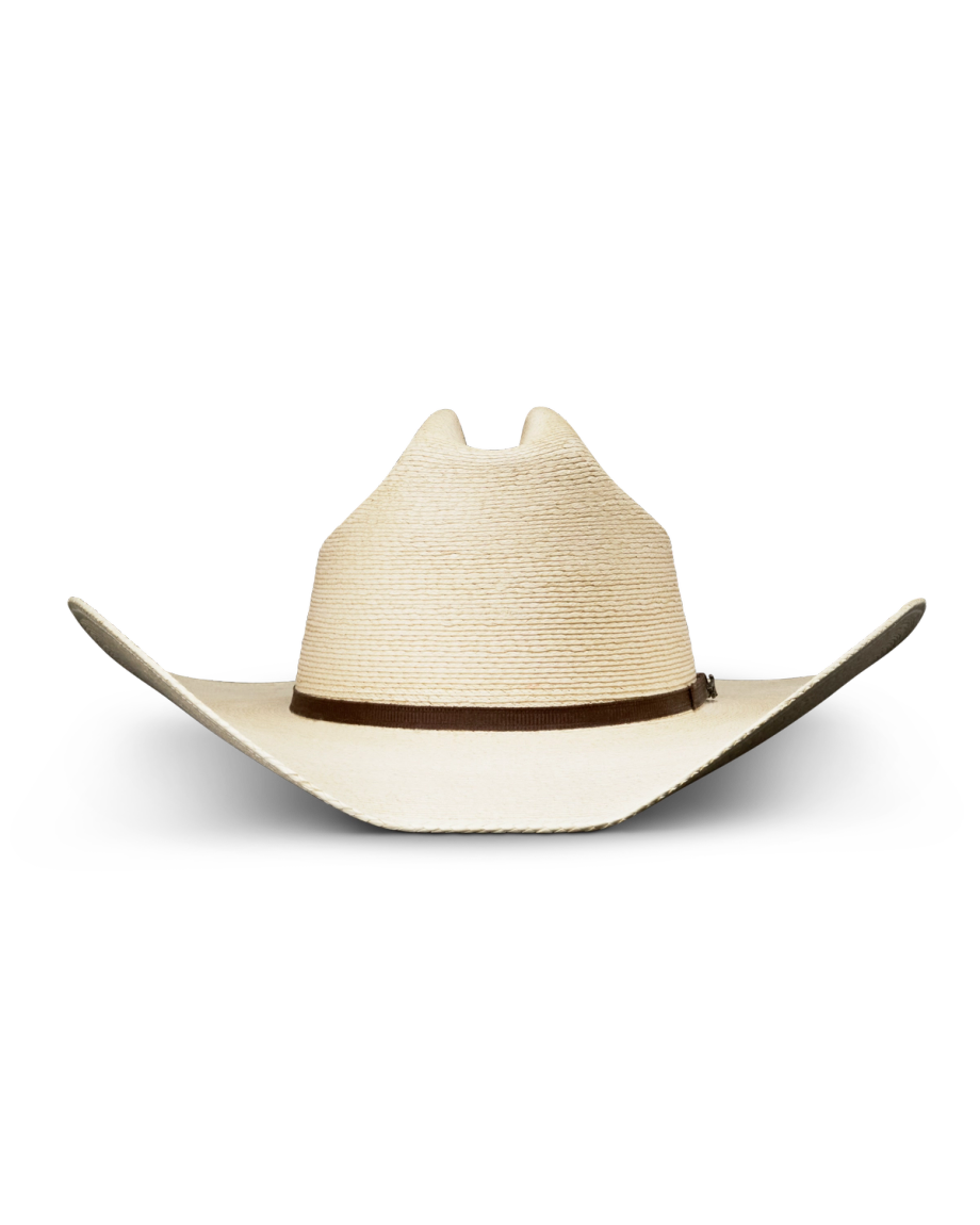 Front view of Cattleman Palm Cowboy Hat - Natural on plain background