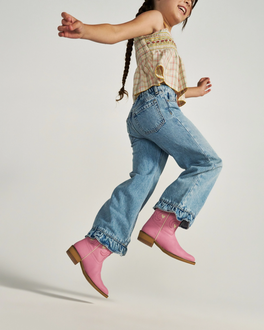 Full view of The Annie Hearts Kid - Wild Rose on model