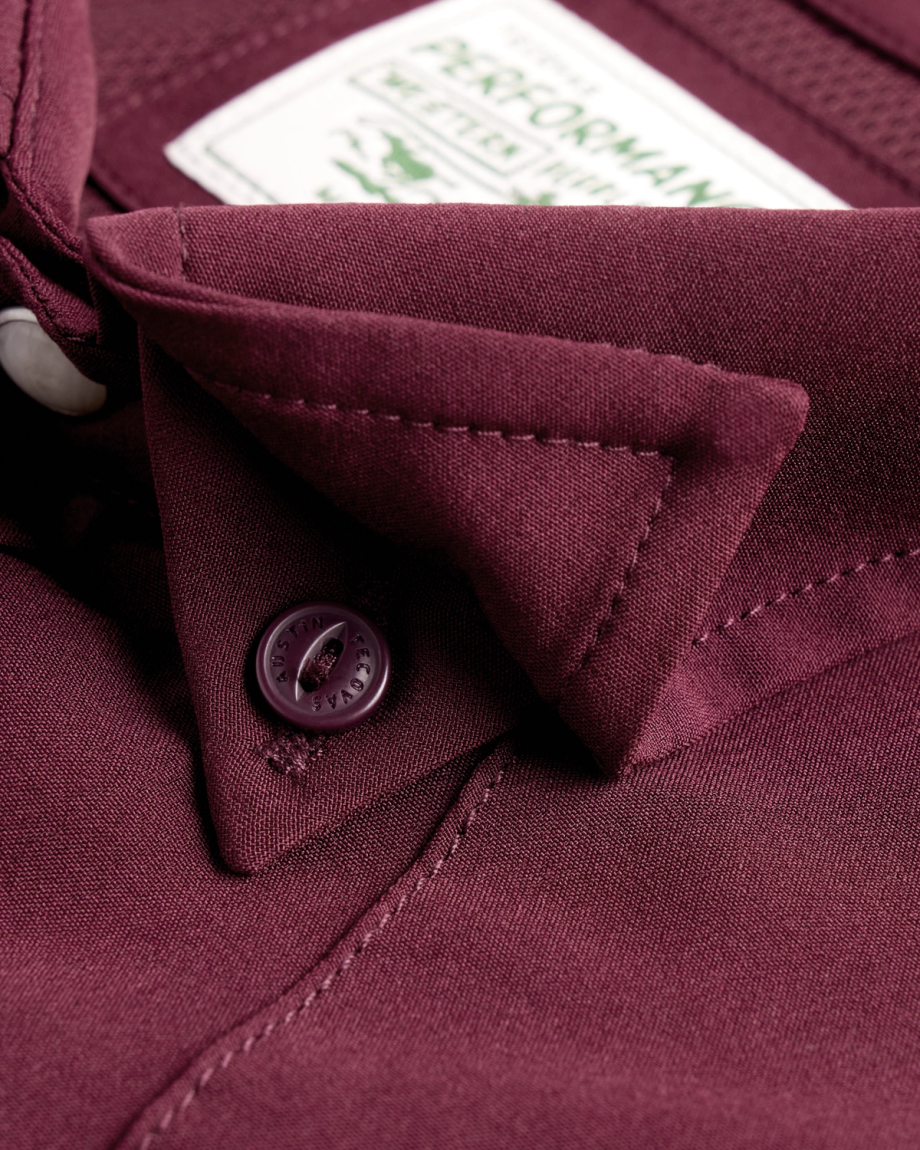 Closeup detail view of Men's Performance Western Pearl Snap - Maroon